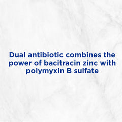 Polysporin ointment label shows bacitracin zinc and polymyxin B ingredients.