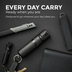 POM Pepper Spray with 10-foot range for distance protection.
