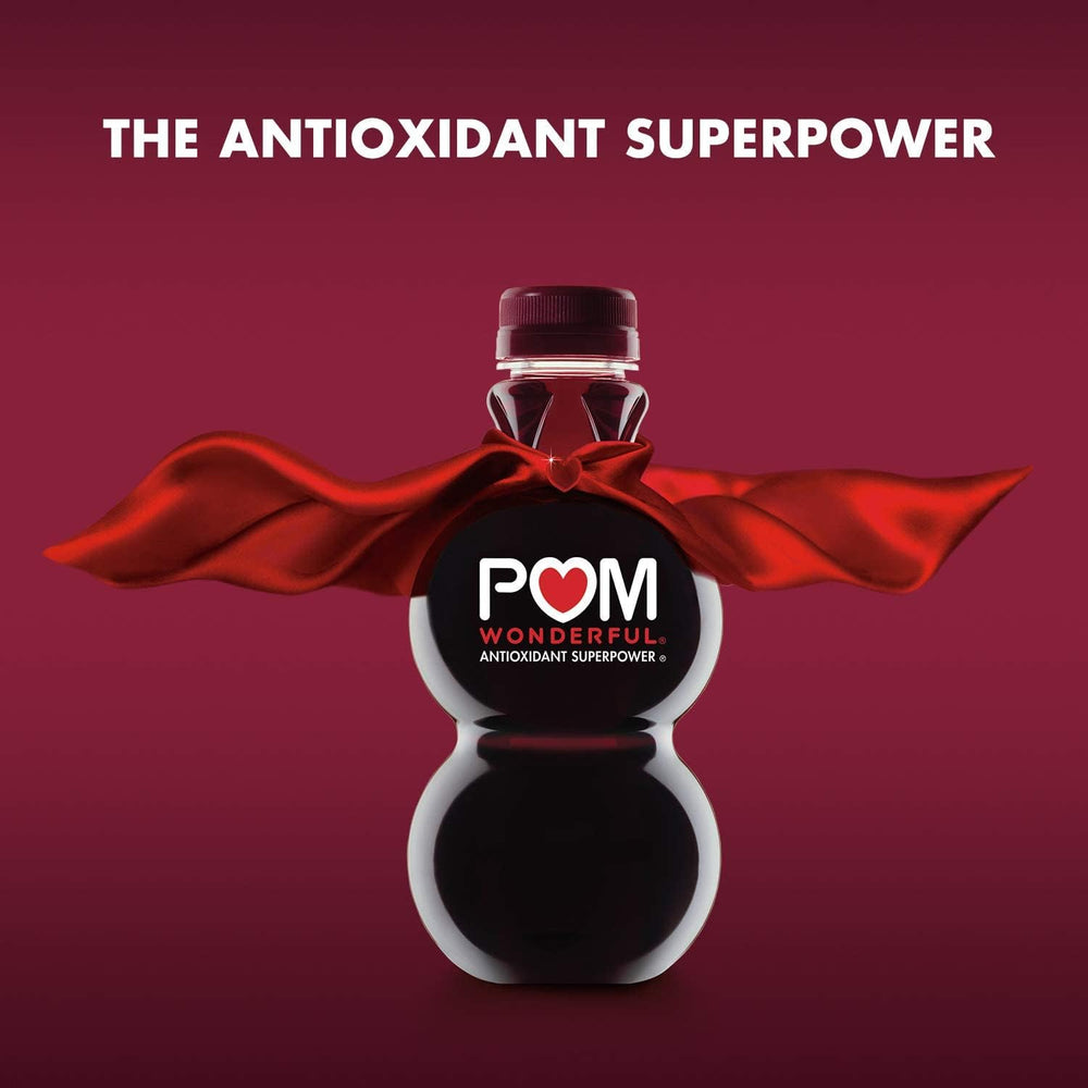 POM Wonderful amber juice in a glass reveals vibrant color and clean ingredients.