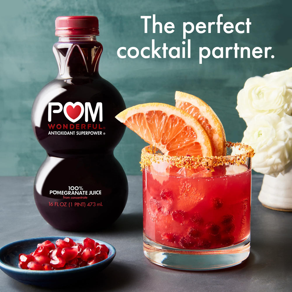 POM Wonderful label close-up confirms non-GMO and kosher status.