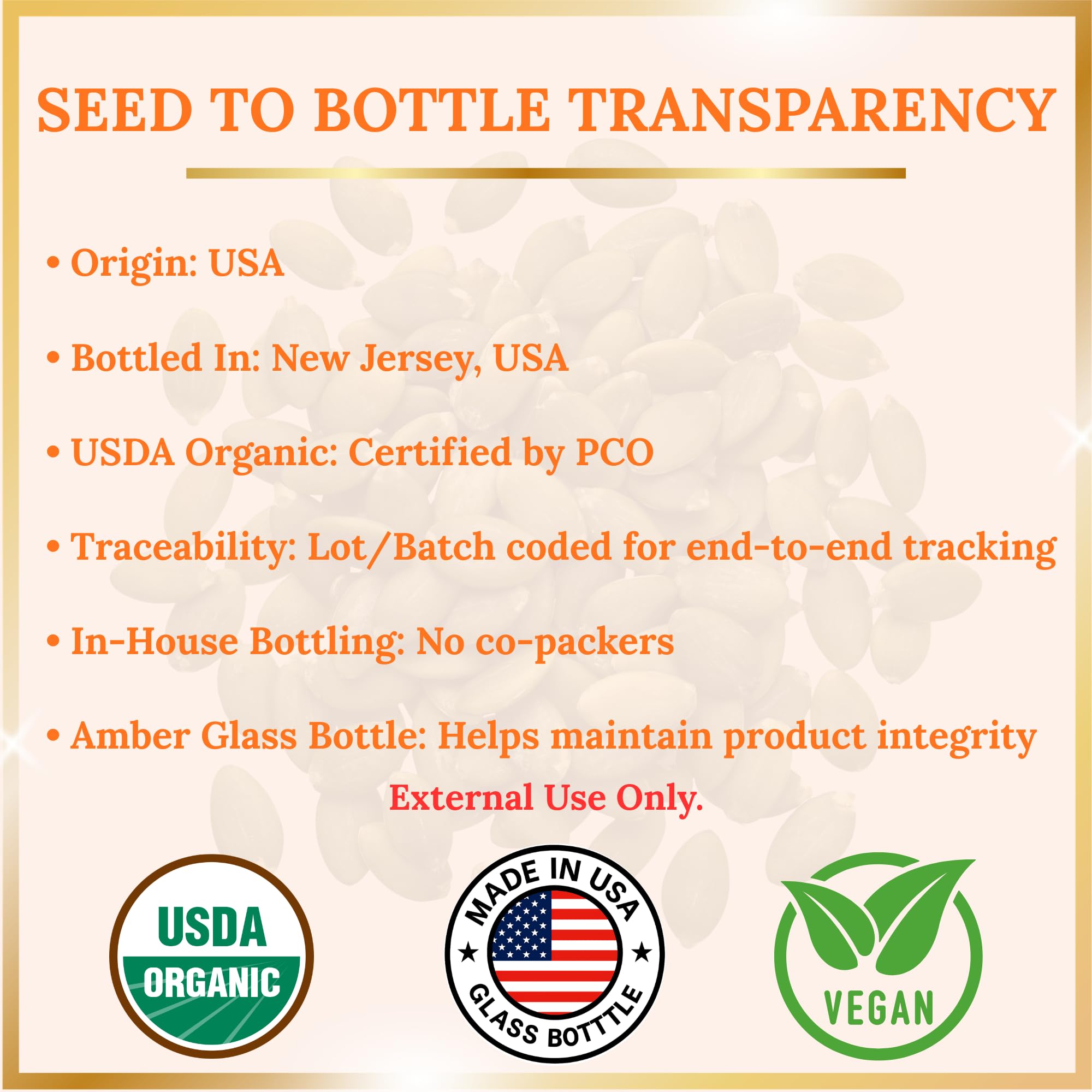 Pomberries pumpkin seed oil glass bottle in premium packaging setup