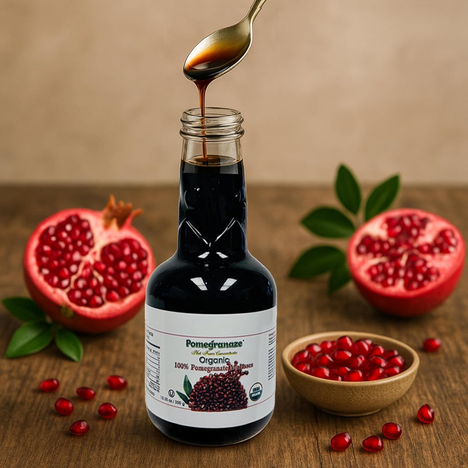 Pomegranaze kosher certification logo complements trusted quality and standards.