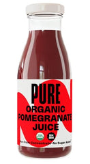 Pomona Pomegranate juice serve glass with ice demonstrates ready to drink convenience