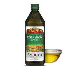 Pompeian Smooth EVOO bottle for everyday cooking with a delicate, smooth taste.
