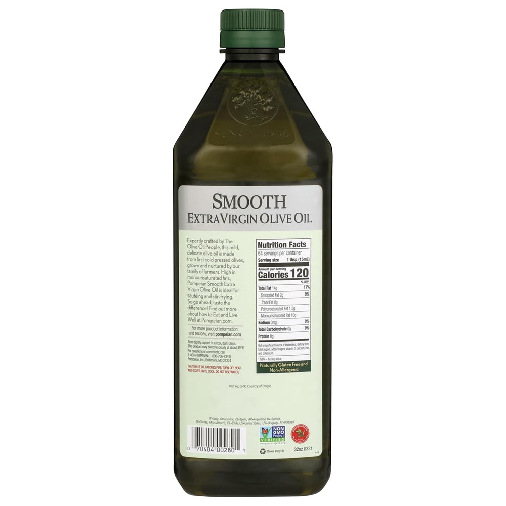Pompeian Smooth EVOO naturally contains polyphenols for rich taste.