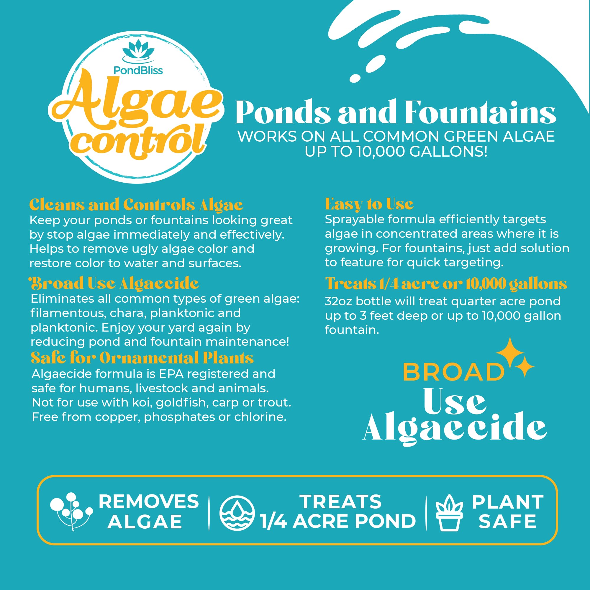 PondBliss Algaecide application scene showing quick, simple dosing.