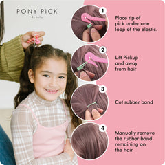 Pony Pick safe design keeps kids safe while removing elastics