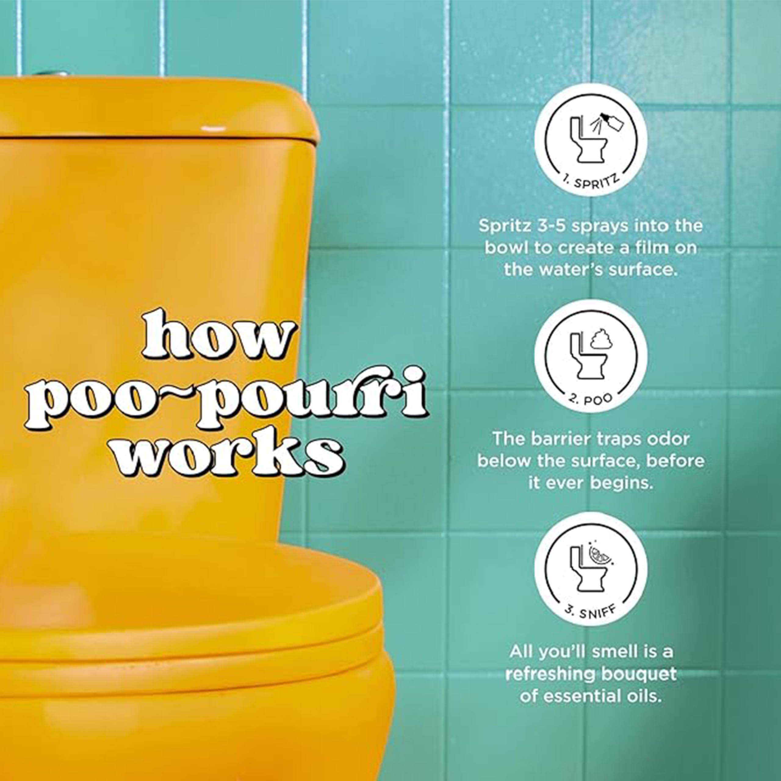 Poo-Pourri bowl mist application before flushing reduces odor escape.