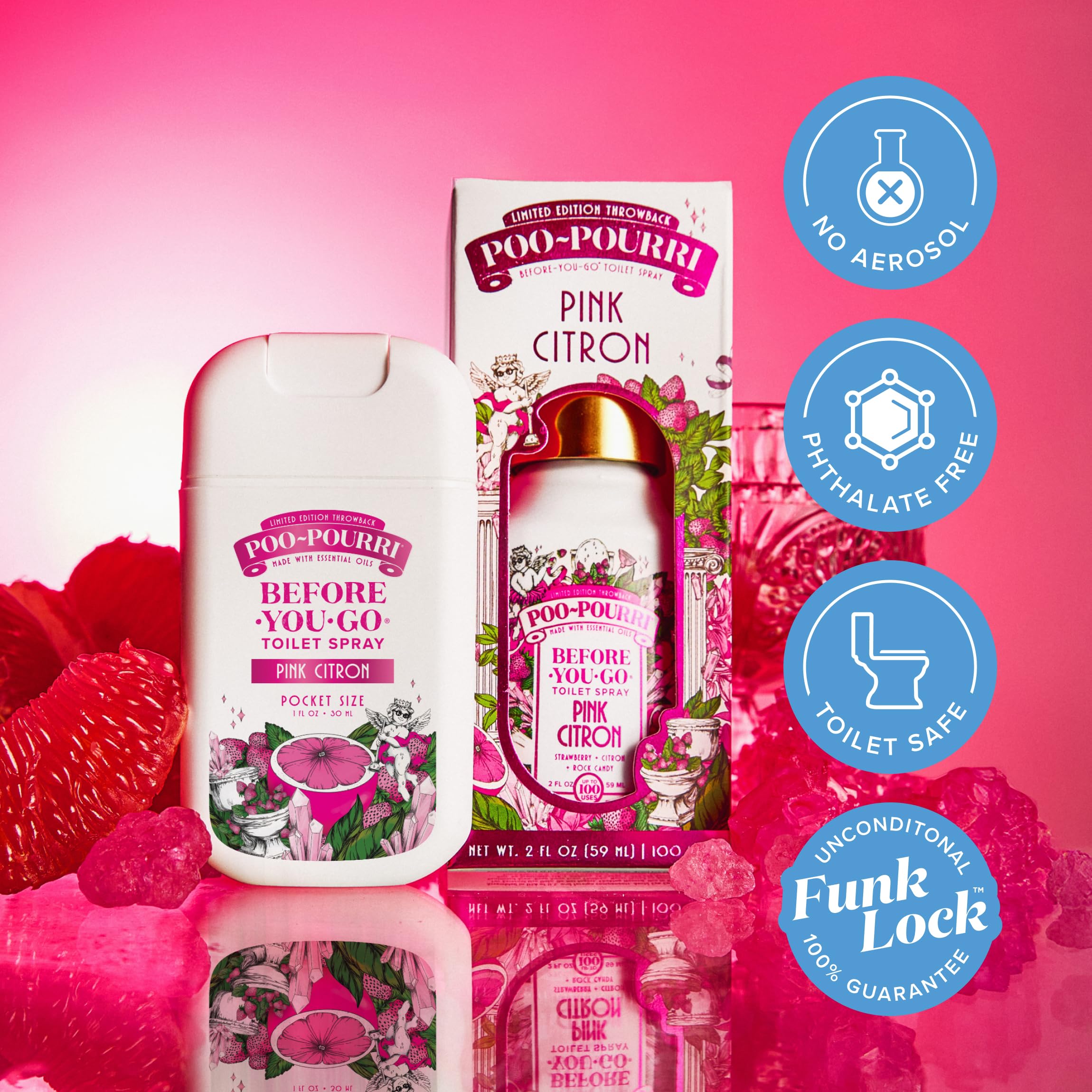 Slim, discreet Poo-Pourri deodorizer shown in a bathroom setting