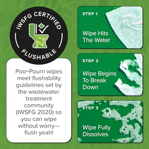 Poo-Pourri flushable wipes texture close-up highlighting plant-based fibers.
