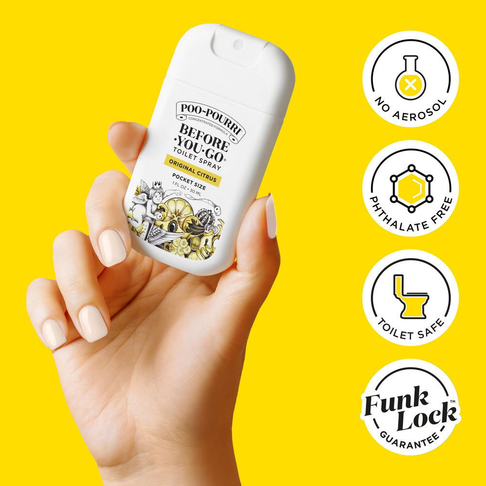 Poo-Pourri Funk Lock technology traps odors beneath water surface