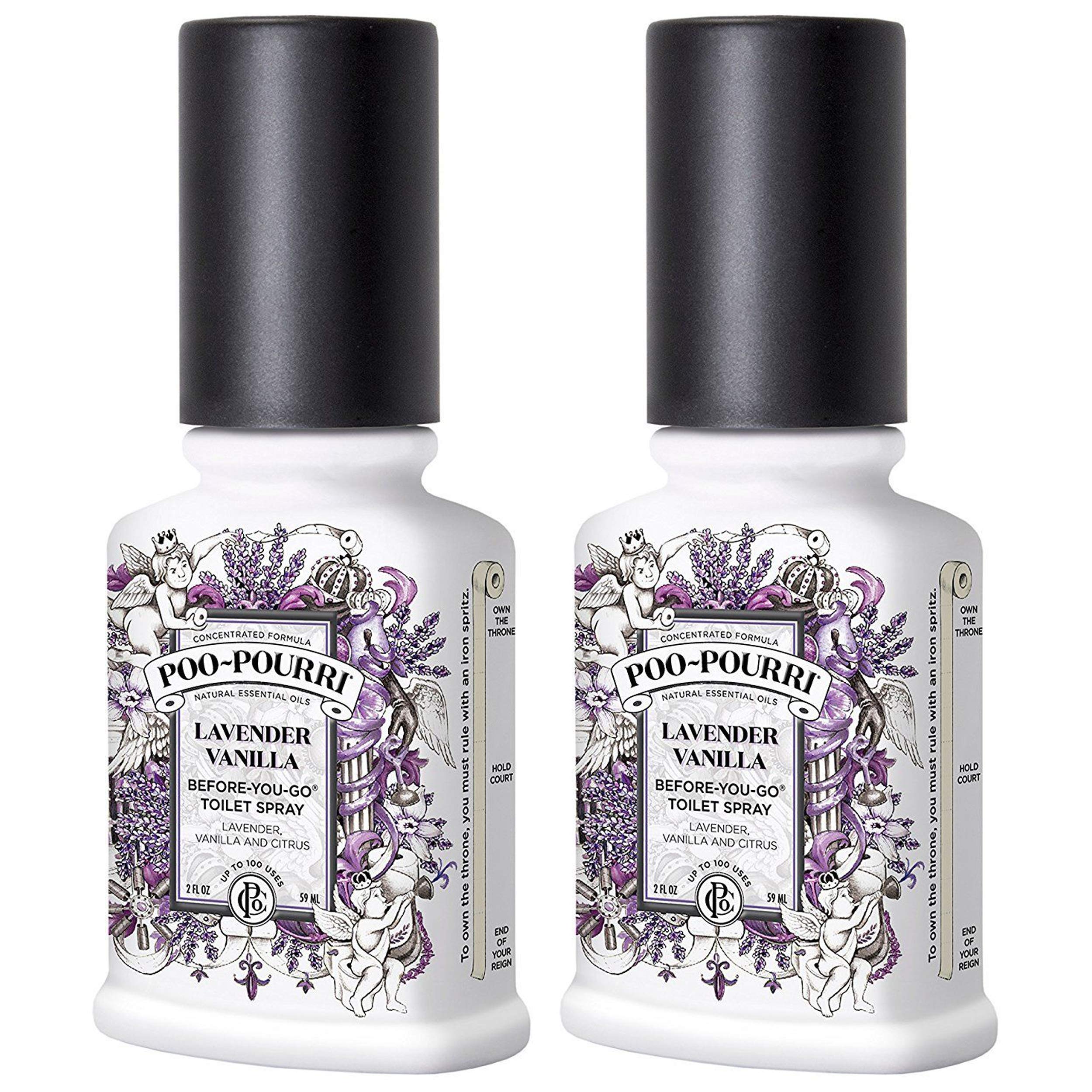 Poo-Pourri Lavender Vanilla bottle offering an odor barrier before use.
