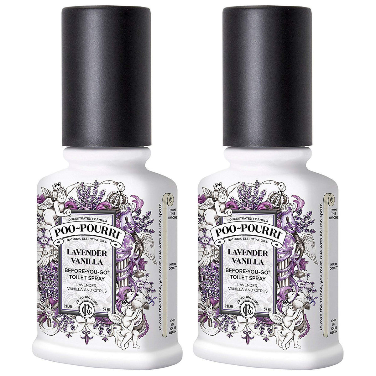 Poo-Pourri Lavender Vanilla bottle offering an odor barrier before use.