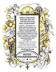 Poo-Pourri Original bottle in action spraying into toilet bowl to form barrier