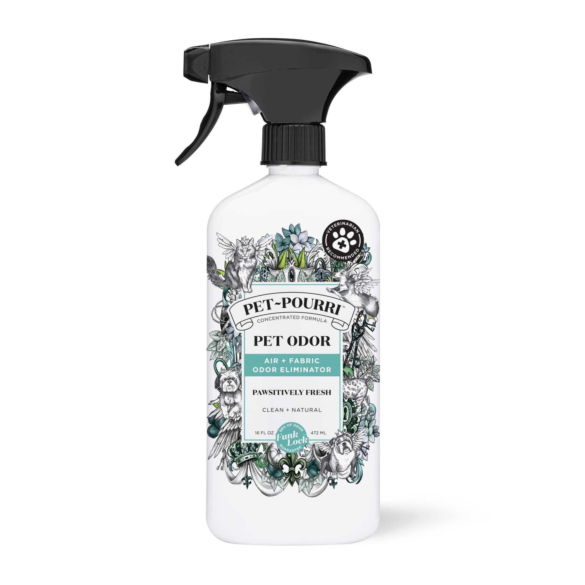 Poo-Pourri Pet-Pawsitively Fresh bottle for quick pet odor relief in rooms.