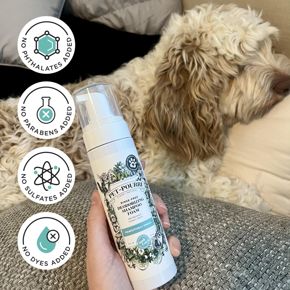 Poo-Pourri skin and coat soothing formula in action for soft fur