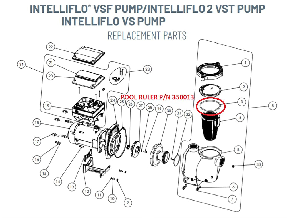 Pool Ruler WhisperFlo lid O-ring compatibility supports reliable operation