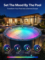 PoolHacker 10-color LED pool light for vibrant nights and mood-enhancing settings.
