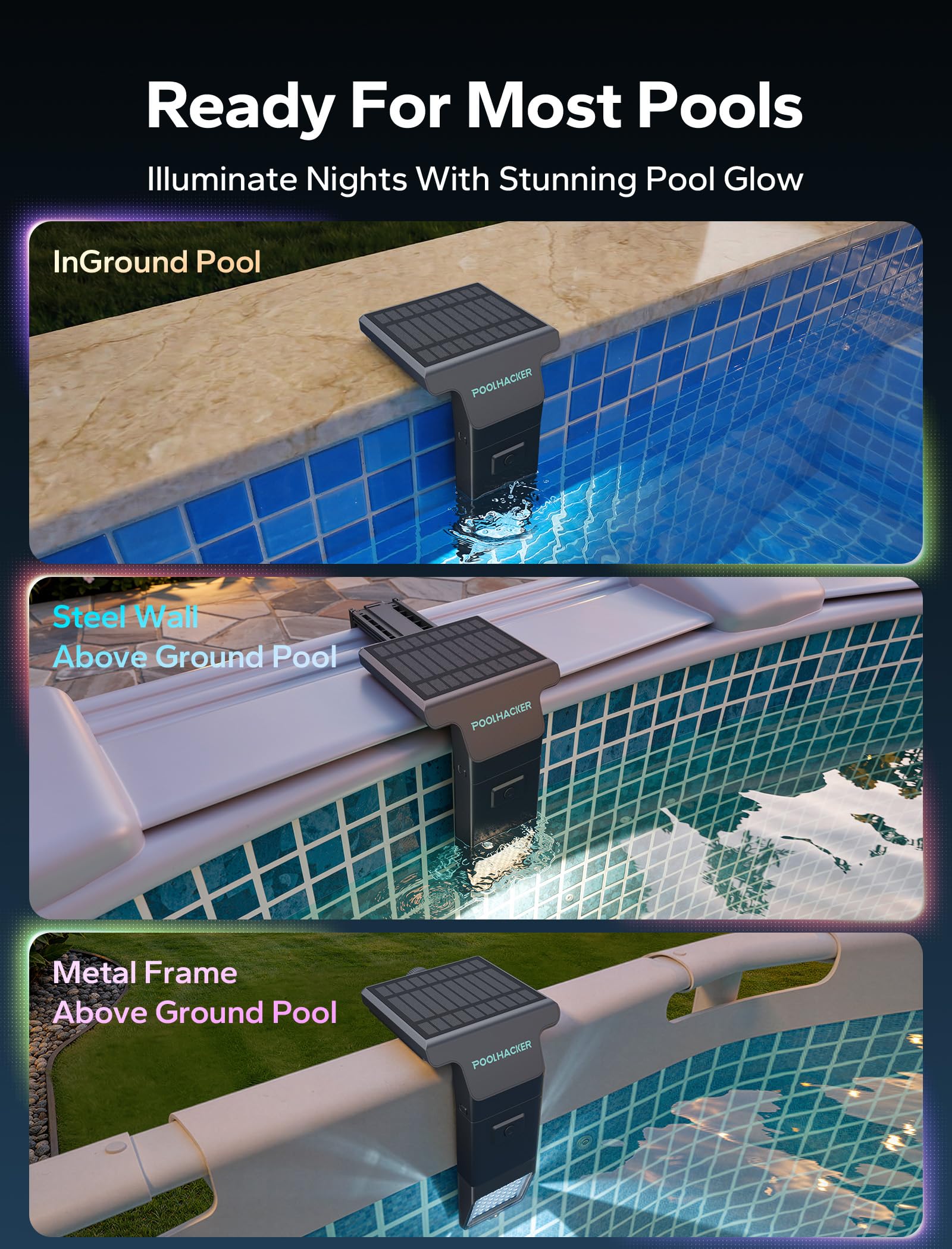 PoolHacker remote control for pool light offering easy, hands-free color changes from poolside.