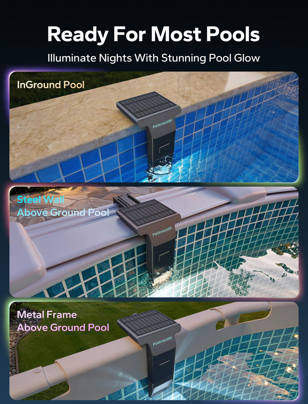 PoolHacker remote control for pool light offering easy, hands-free color changes from poolside.