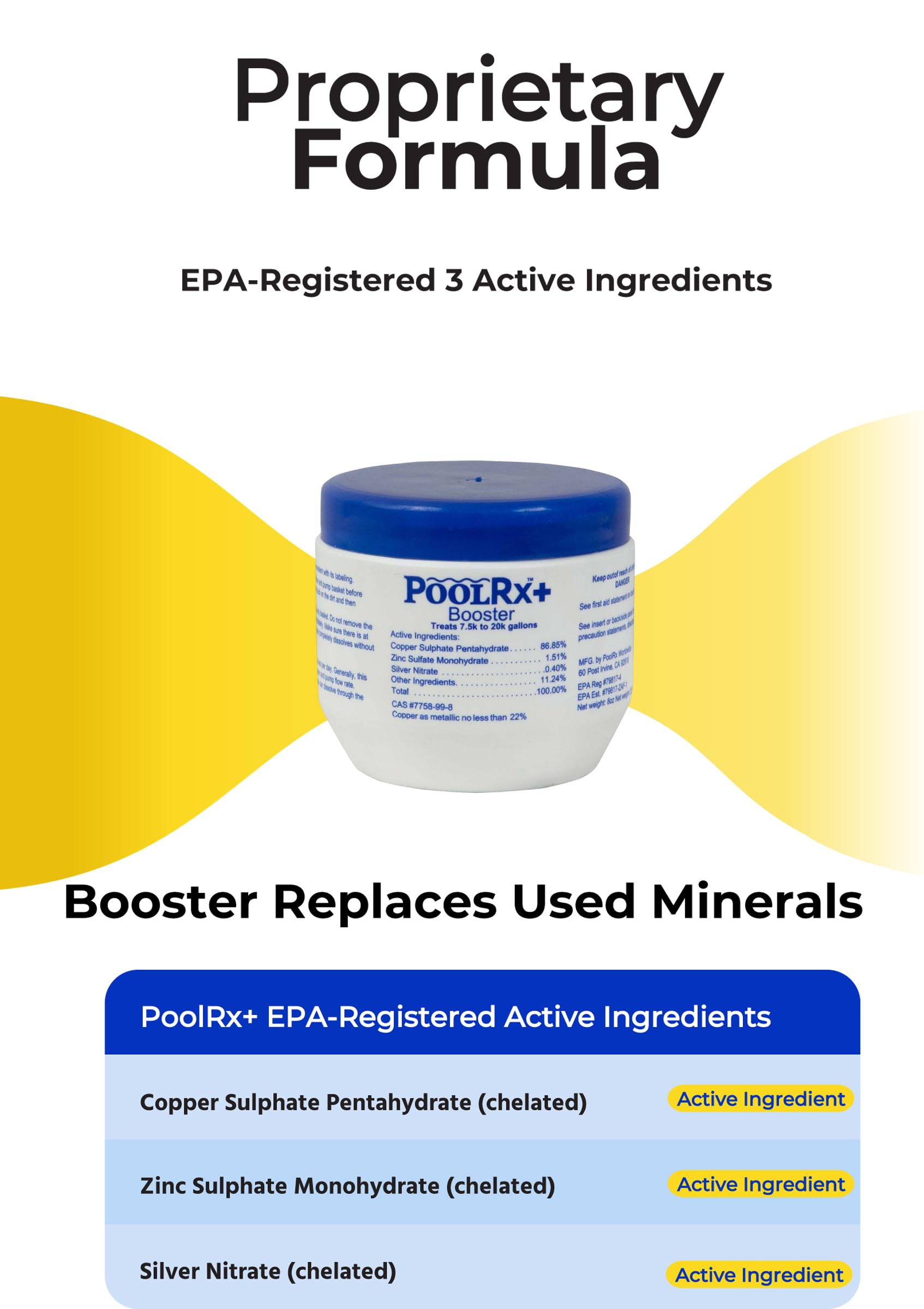 Pool RX+ Booster Blue bottle pour shows easy dosing into the pool.