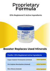 Pool RX+ Booster Blue bottle pour shows easy dosing into the pool.