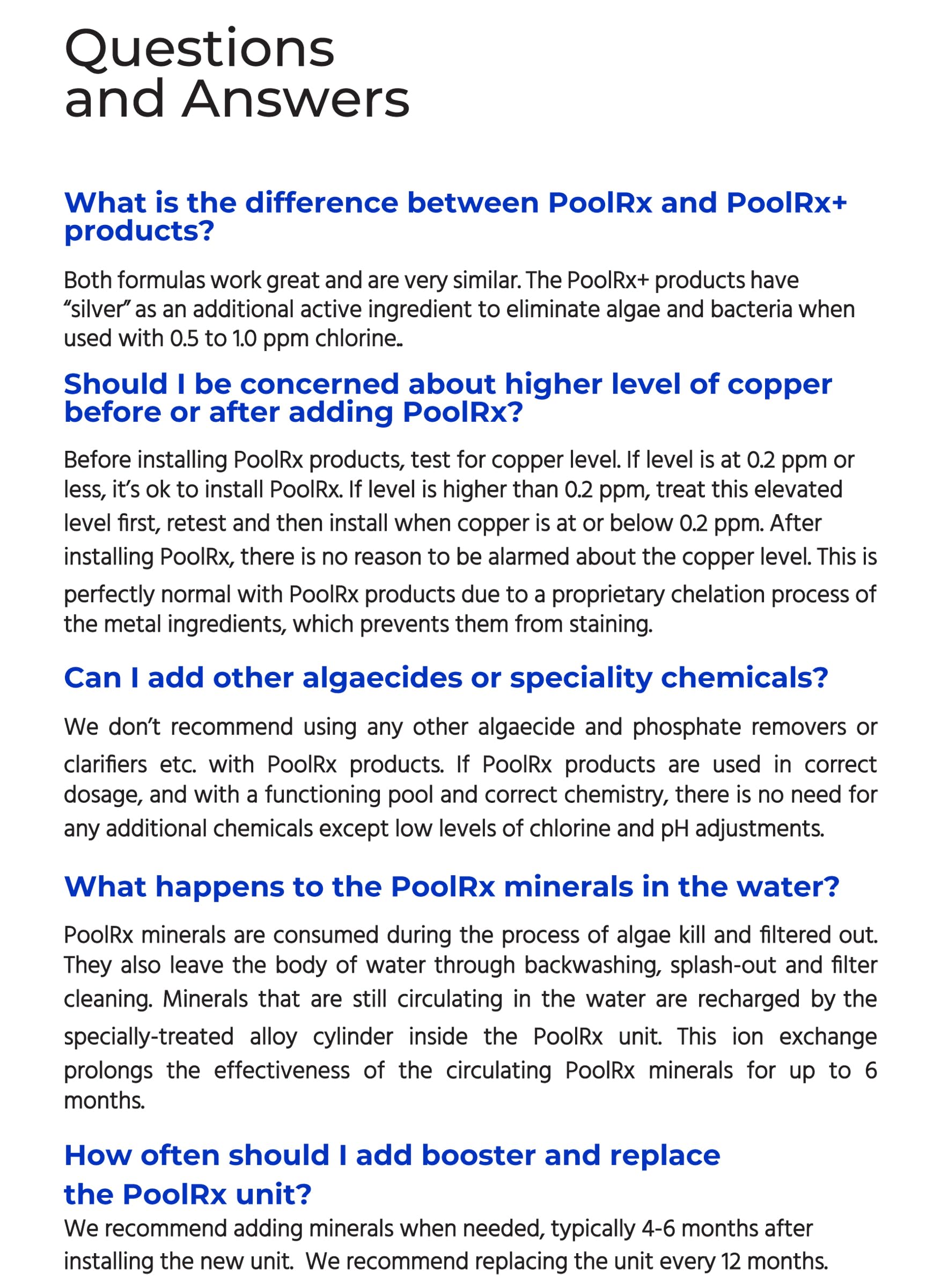 PoolRx Pool Unit 101001 algae elimination in action illustration.