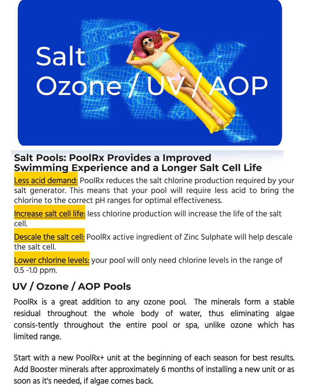 PoolRx Pool Unit 101001 water clarity after treatment example.