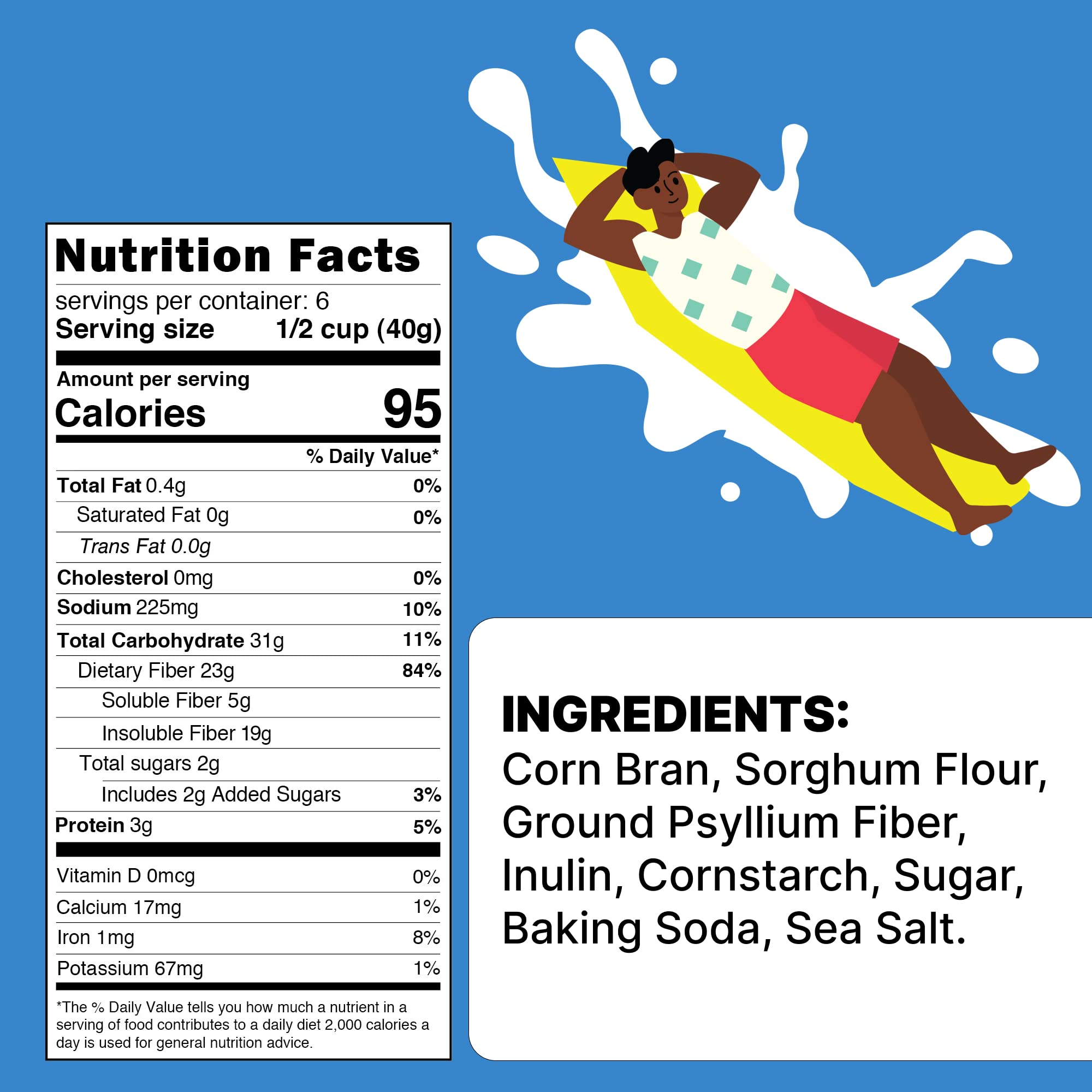 Poop Like A Champion ingredients close-up feature non-GMO sorghum flour and psyllium husk.