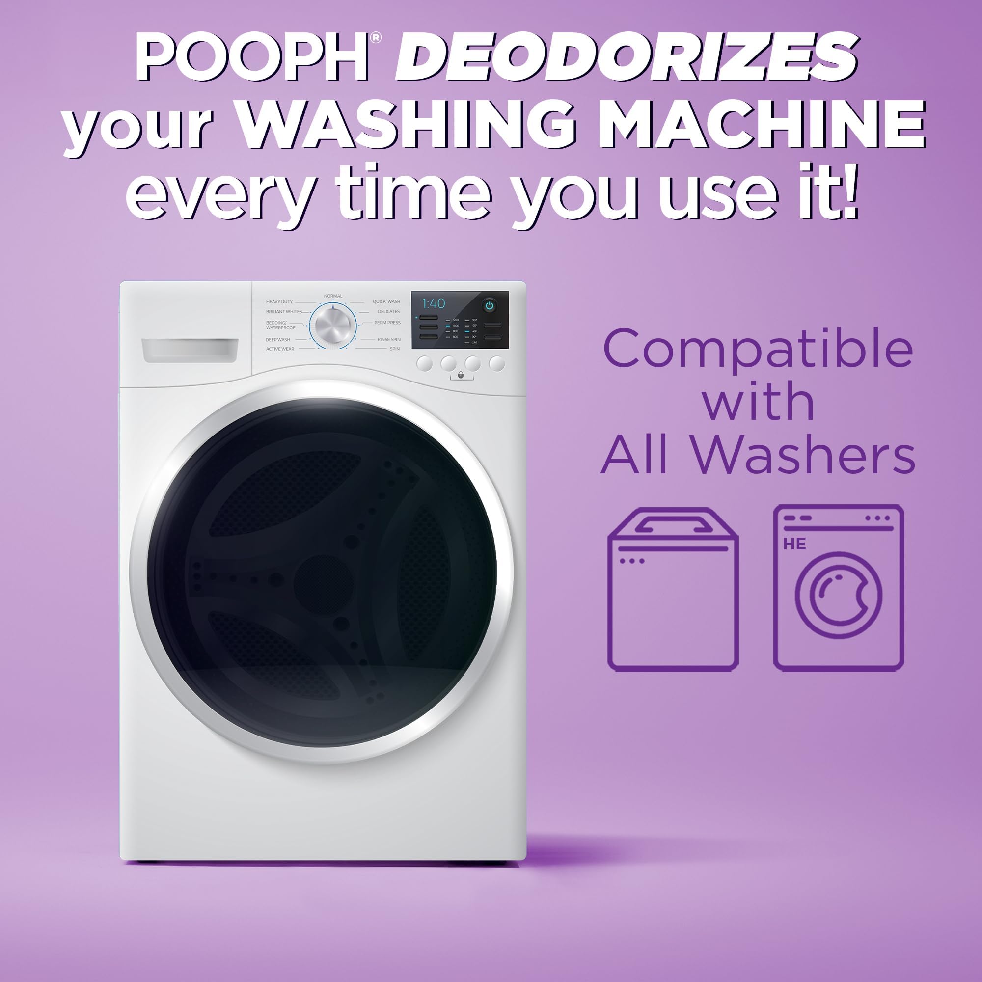 Dirty clothes basket with POOPH Laundry ready to tackle odors.
