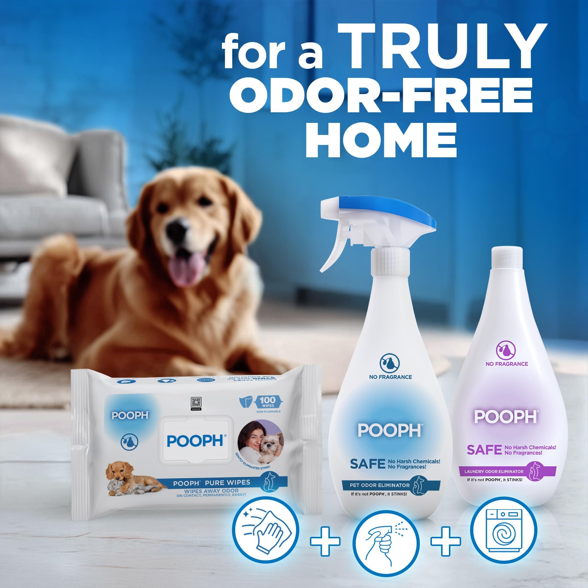 Washable toys freshened with POOPH Laundry for odor reduction.