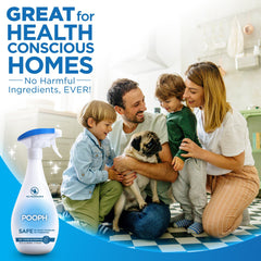 POOPH odor eliminator on upholstery shows refreshed space after treatment