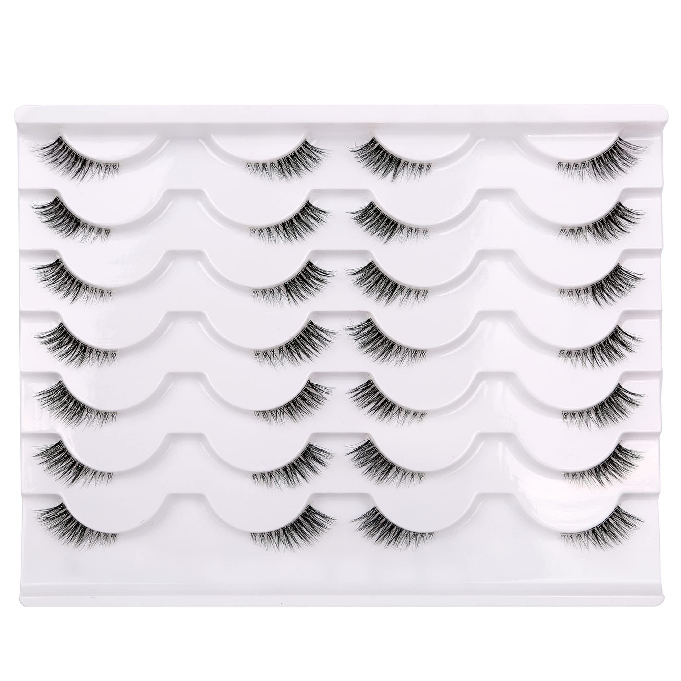 Pooplunch half false eyelashes deliver a natural cat-eye look with subtle volume.