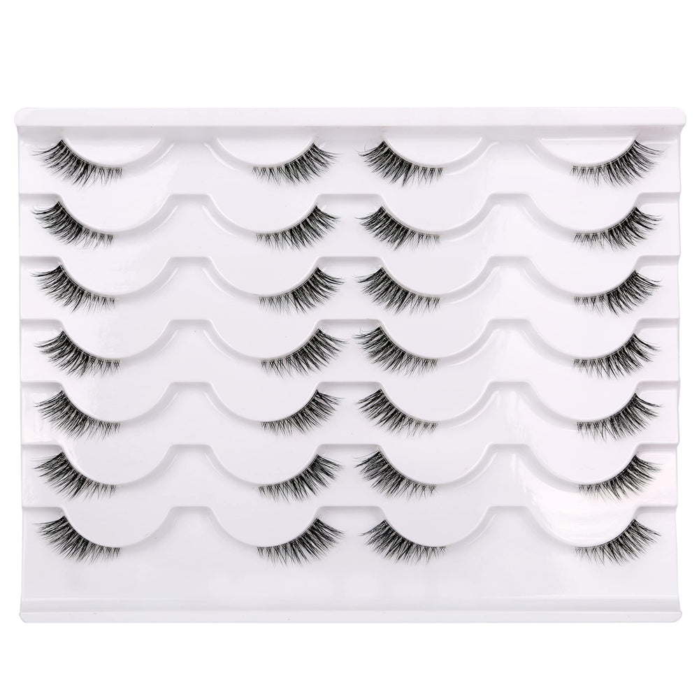 Pooplunch half false eyelashes deliver a natural cat-eye look with subtle volume.