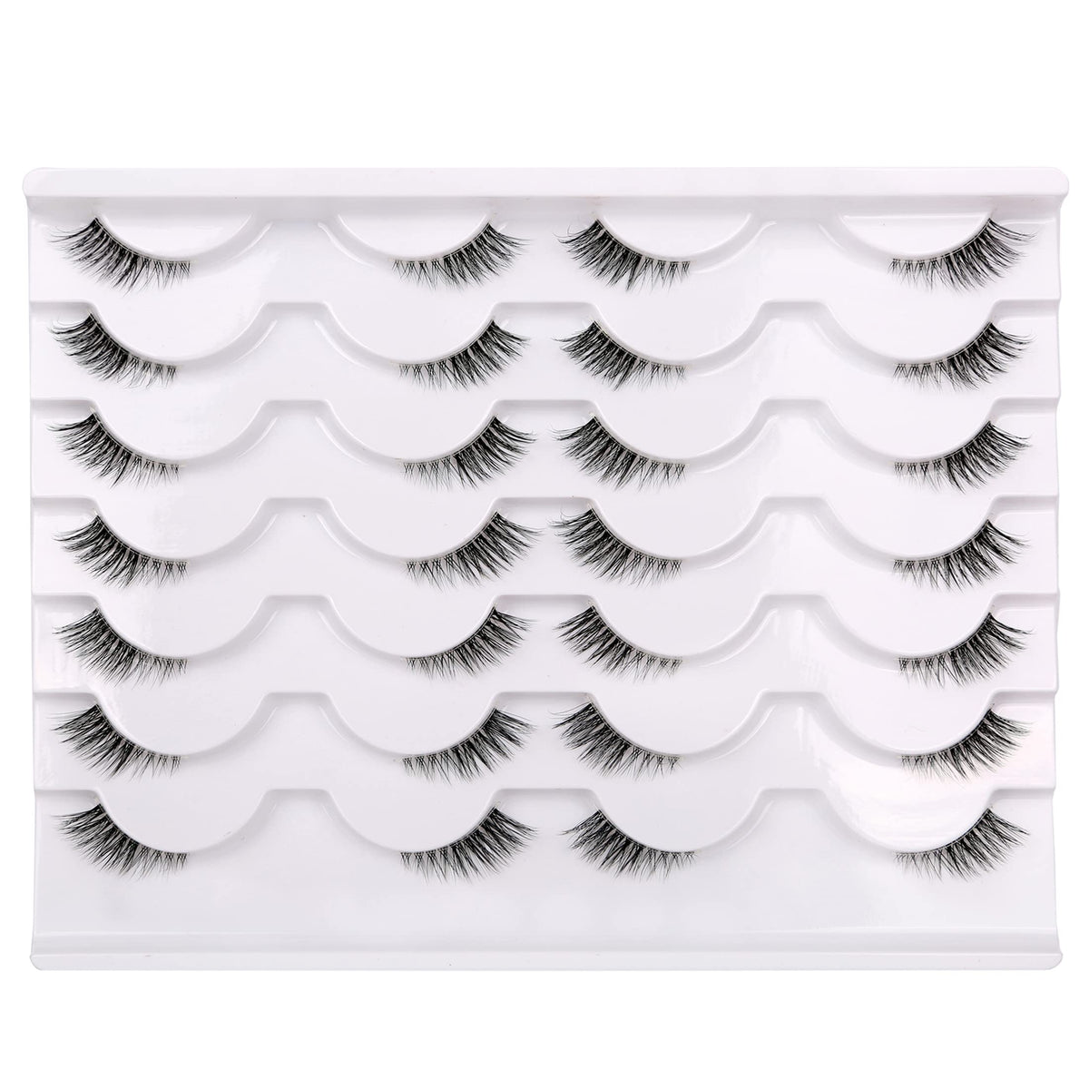 Pooplunch half false eyelashes deliver a natural cat-eye look with subtle volume.