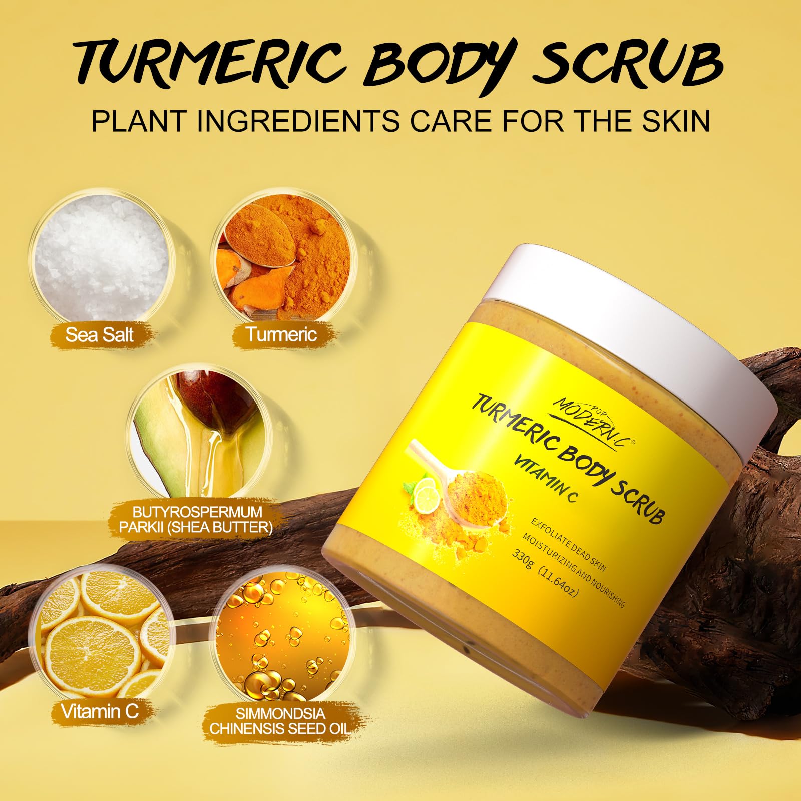 Hands applying POP MODERN.C scrub on arm for full-body use.