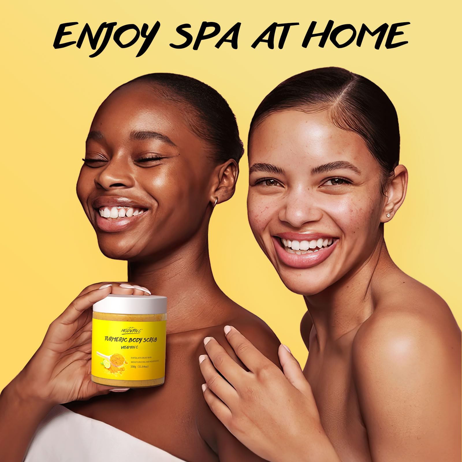 POP MODERN.C post-scrub glow on skin suggests refreshed finish.
