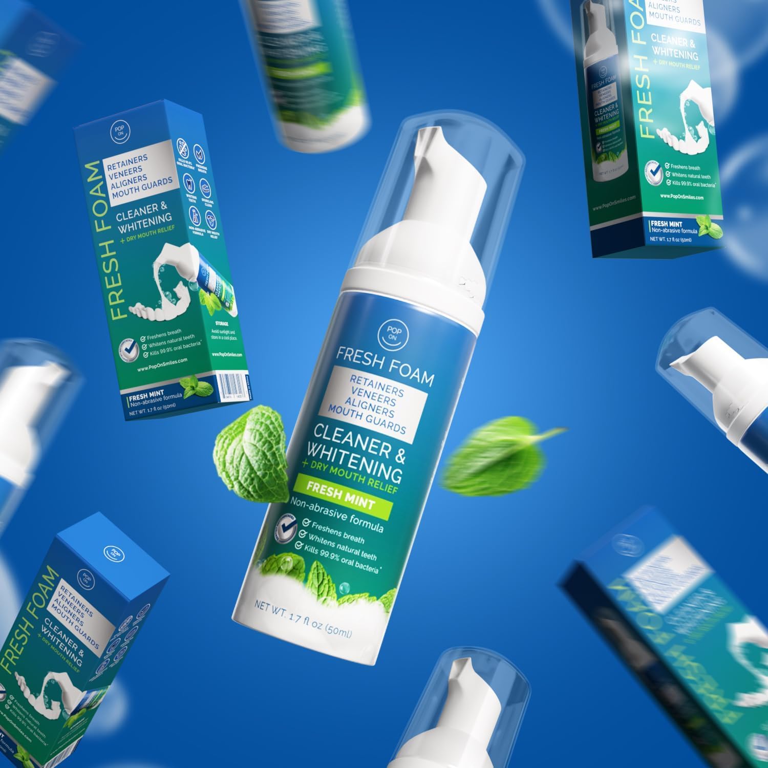 POP ON VENEERS easy-apply foam spreads evenly on dental devices.