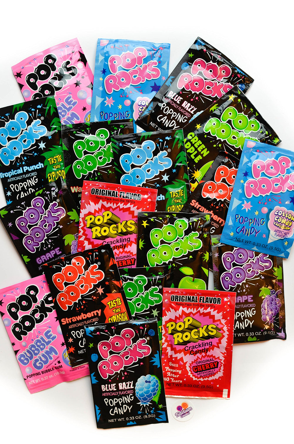 Pop Rocks Ultimate Assortment pack front view showing nine flavors for playful snacking.