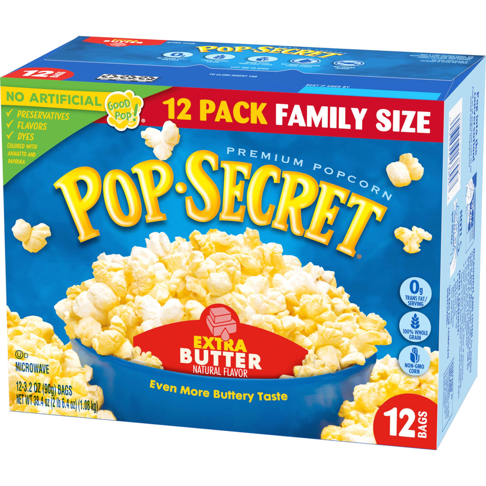 Movie-night snack setup with Pop Secret Extra Butter ready to enjoy.