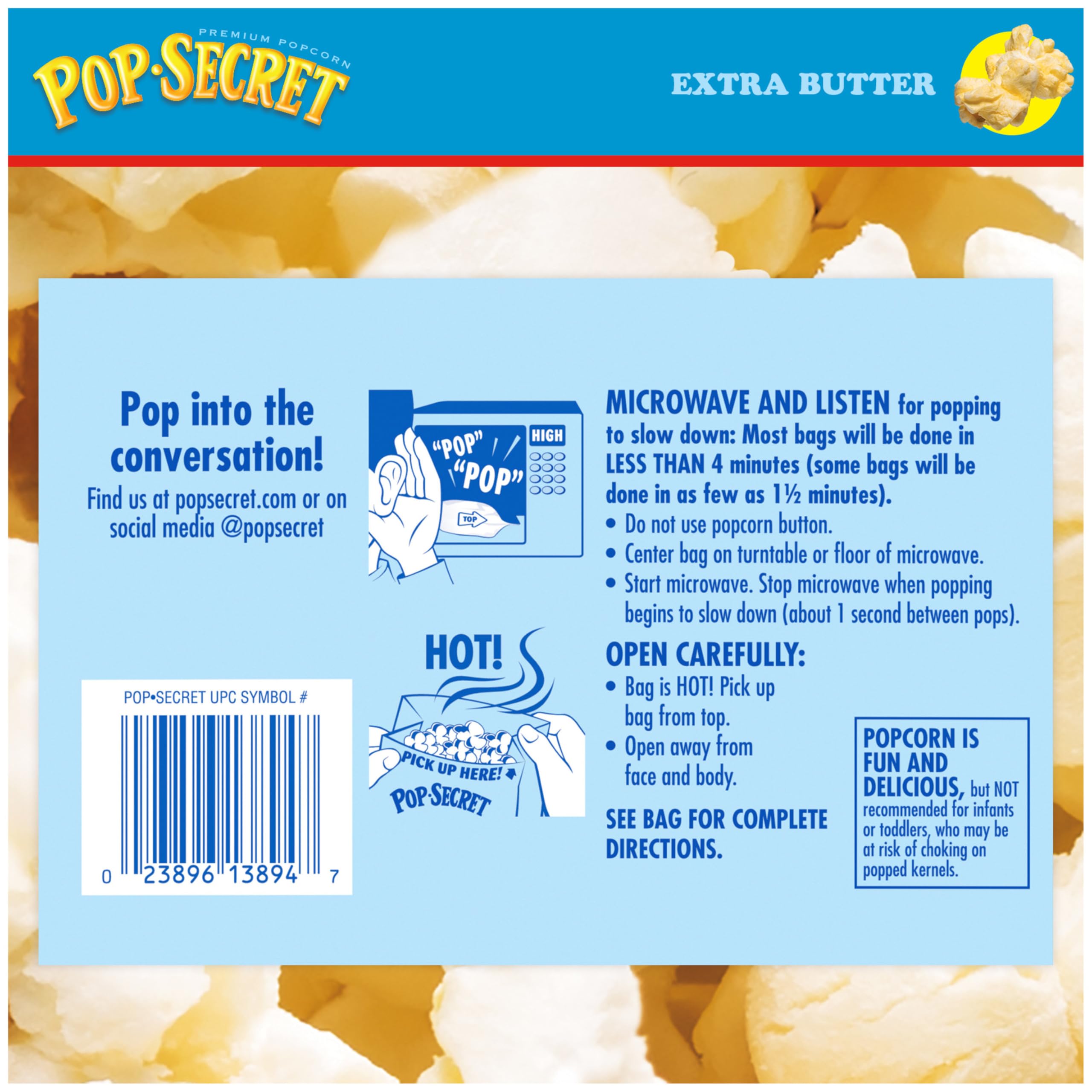 Non-GMO corn used in Pop Secret Extra Butter popcorn.