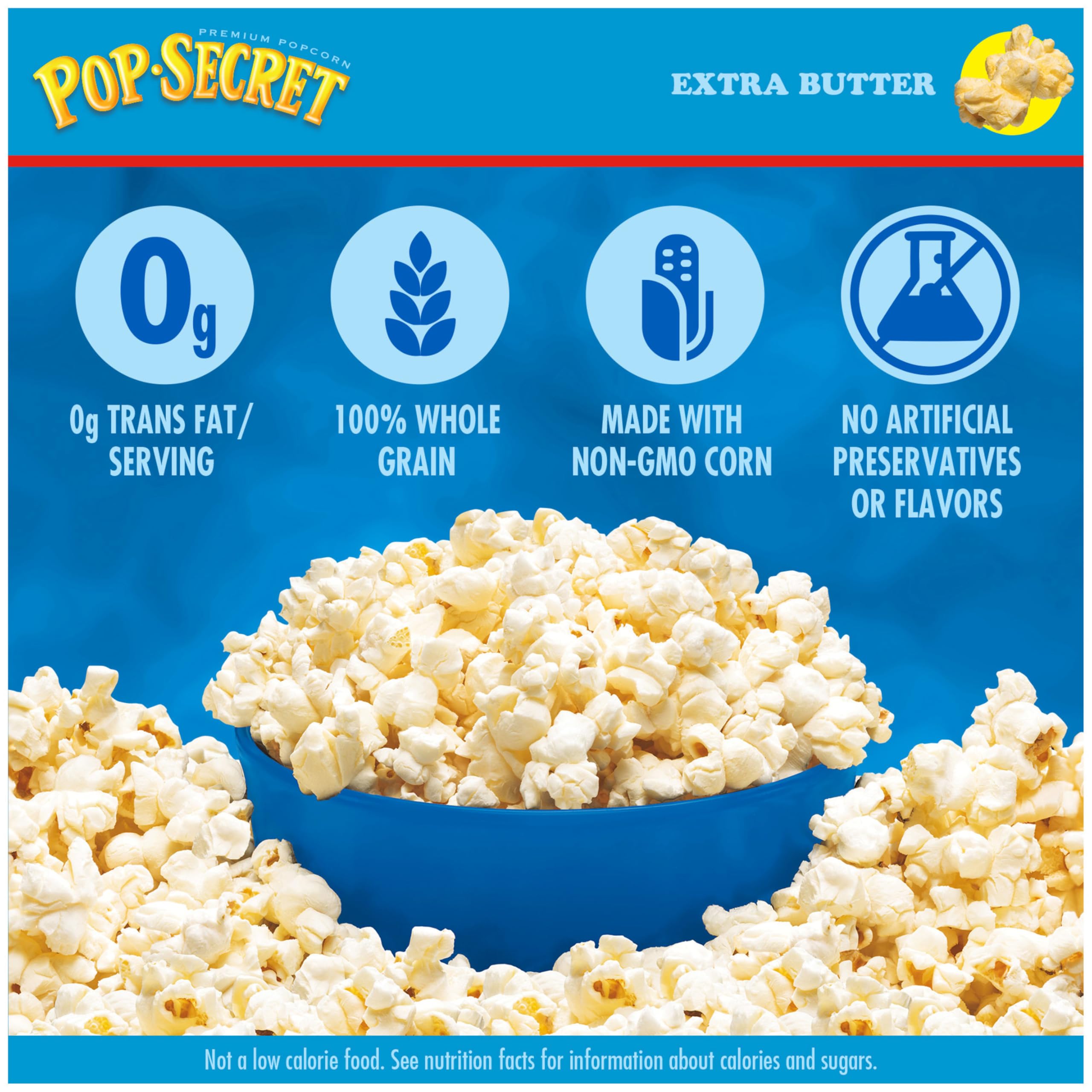 Serving bowl filled with Pop Secret Extra Butter for sharing.