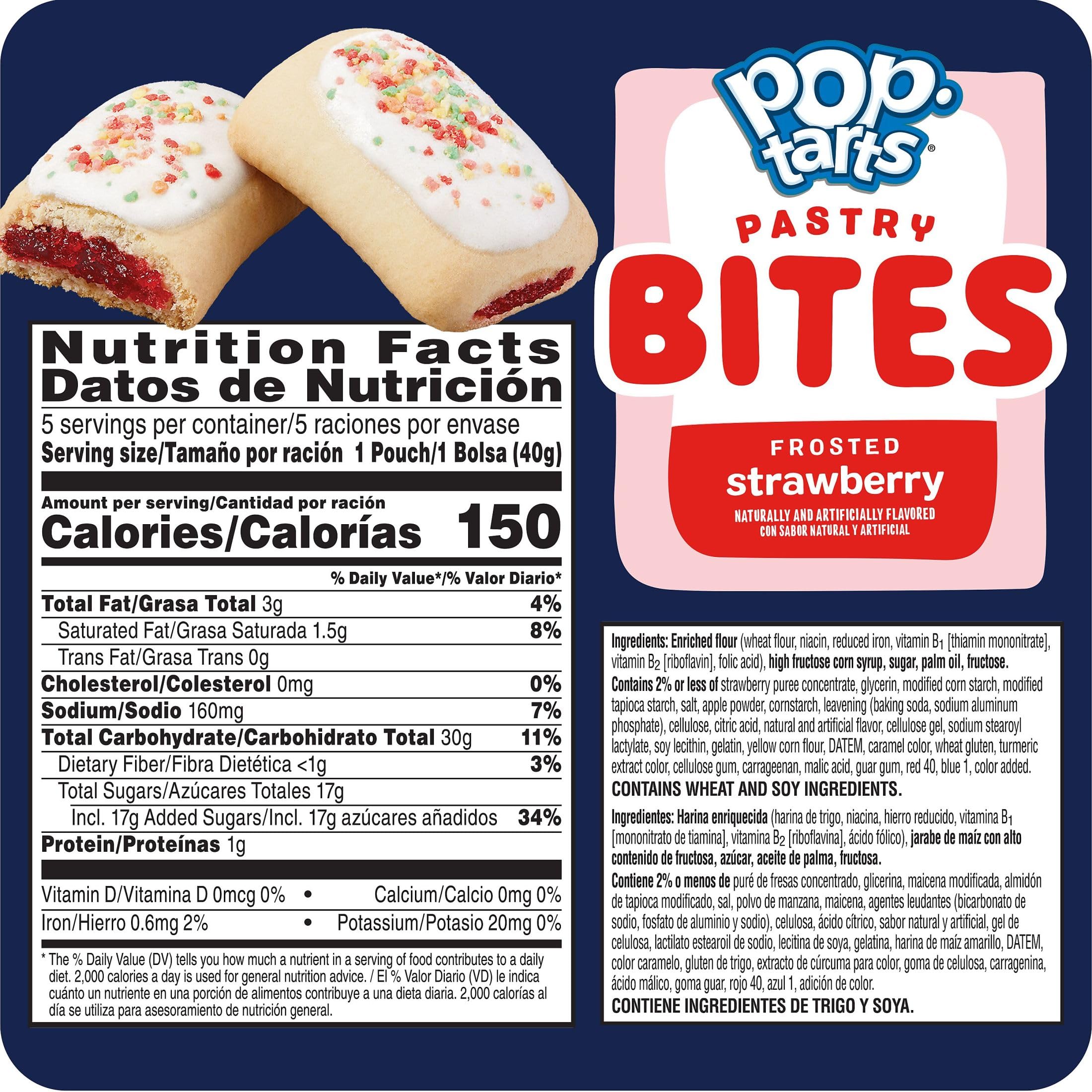 Pop-Tarts Bites Frosted Strawberry bites in a pouch for on-the-go breakfasts.