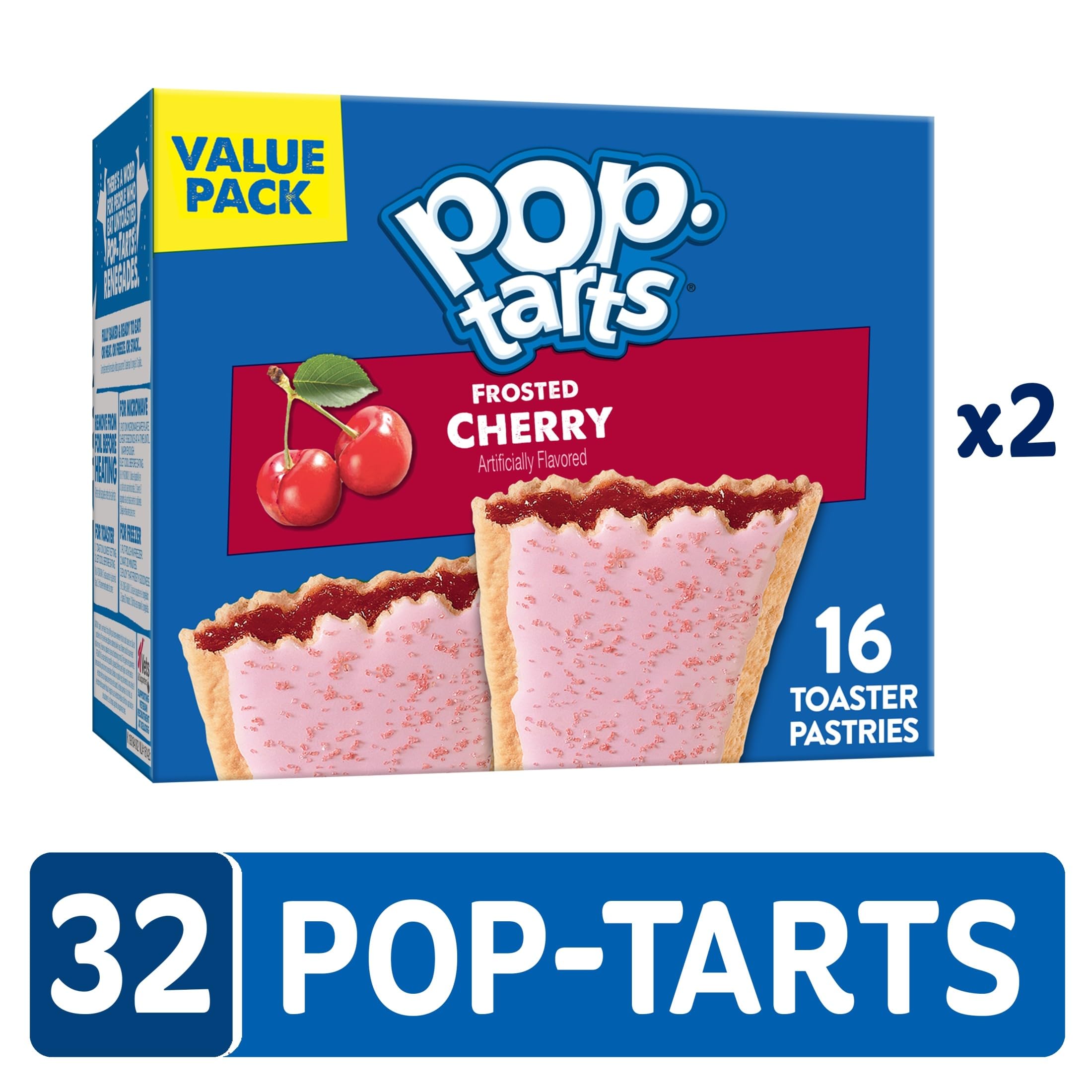 Individual pouch of Pop-Tarts Frosted Cherry highlighting on the go freshness