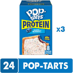 Cross-section reveals blueberry filling and protein-packed center.