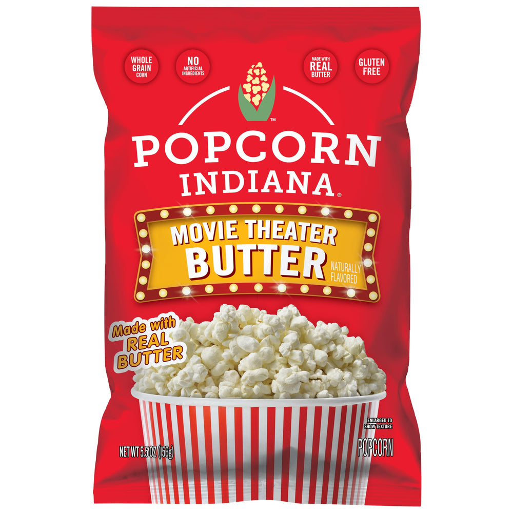 Popcorn Indiana Movie Theater Butter bags 6-pack on pantry shelf for easy snacking