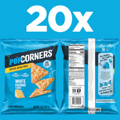 PopCorners White Cheddar 20-pack, ready-to-eat snack for busy days.