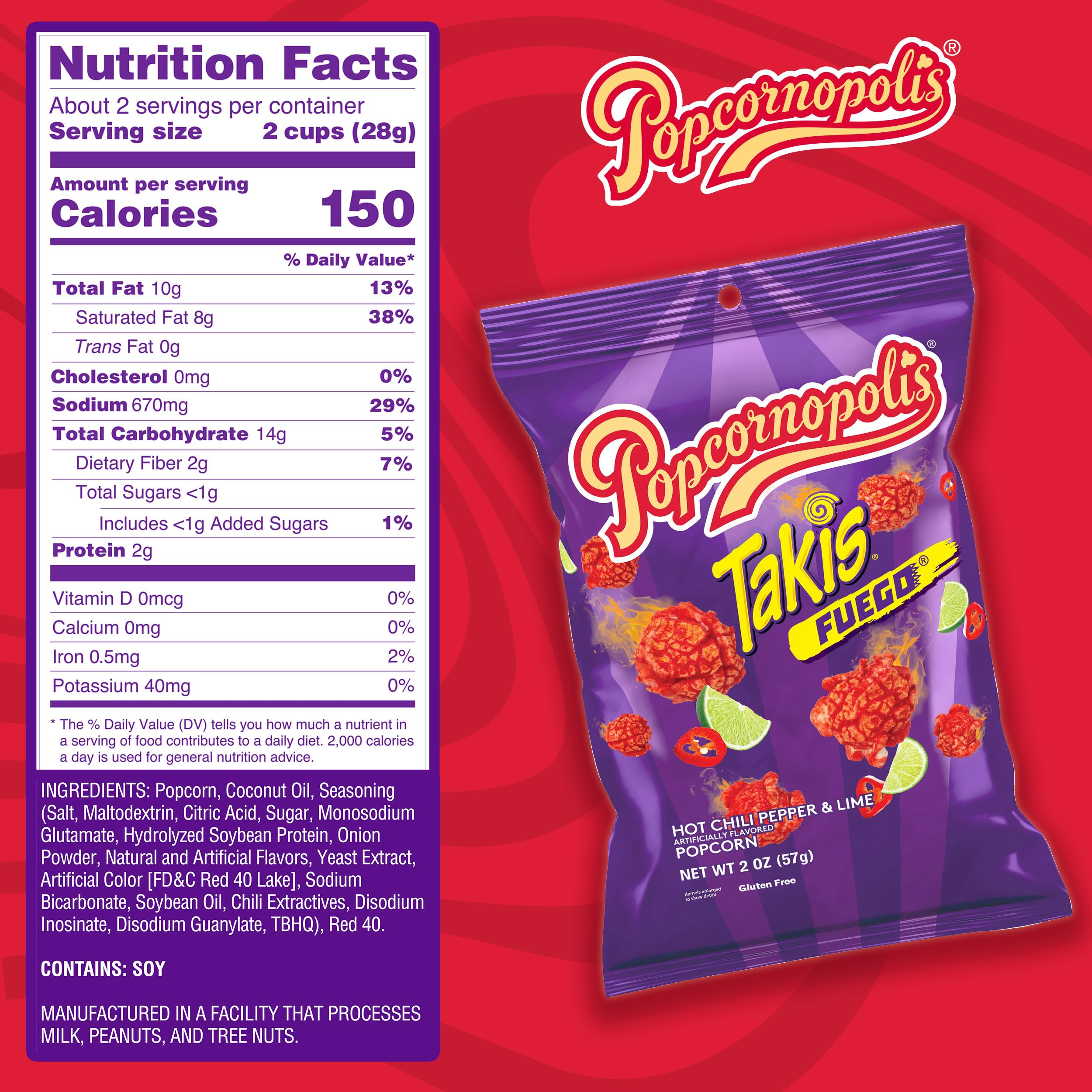 Popcornopolis Fuego Takis texture close-up reveals fiery coating and lime zing.