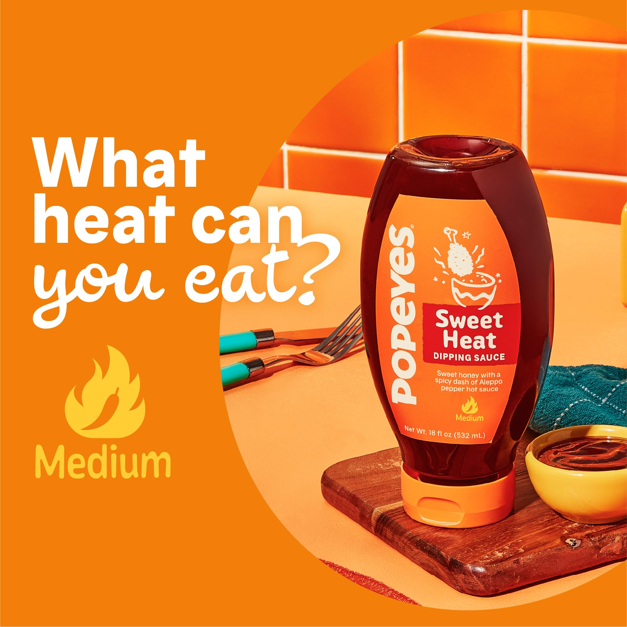 Popeyes Sweet Heat dipping sauce with shrimp and a glossy finish