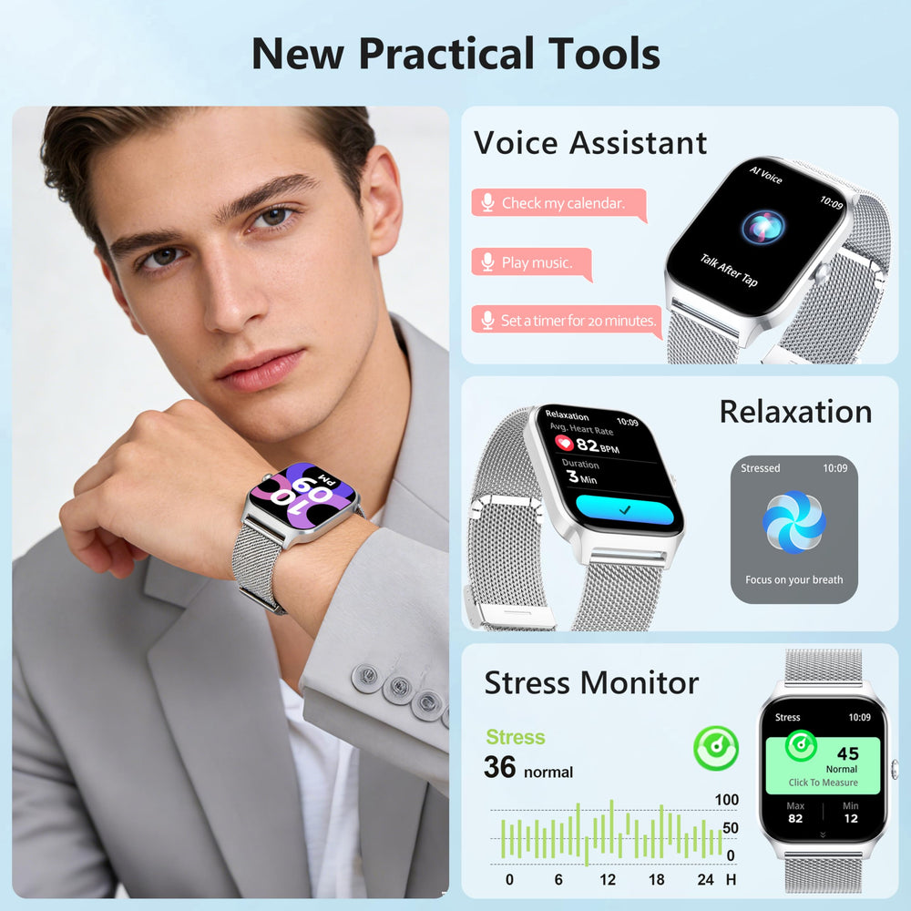 Popglory Smartwatch with voice control enables quick weather and music commands